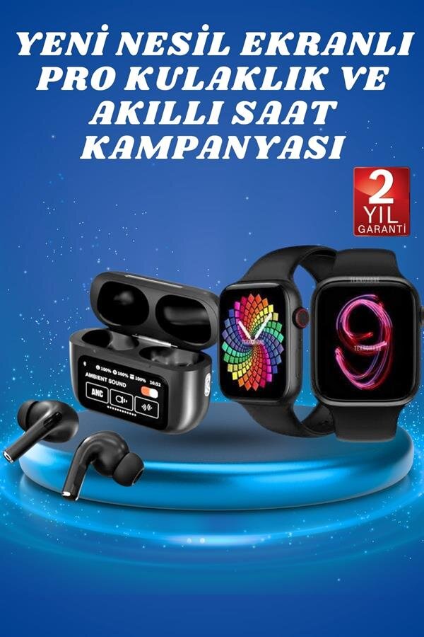 Ekranlı Yeni Nesil Pro Kulaklık ve Akıllı Saat Kampanyası Kulak İçi Mikrofonlu - Görsel 2