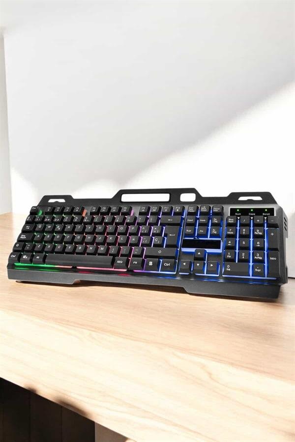 Led Işıklı Oyuncu Klavye Usb Girişli RGB Işıklı Q Klavye Mouse Hediyeli - Görsel 4