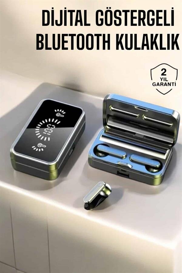 Aynalı Bluetooth Kulaklık Telefon Standlı Dijital Göstergeli - Görsel 2