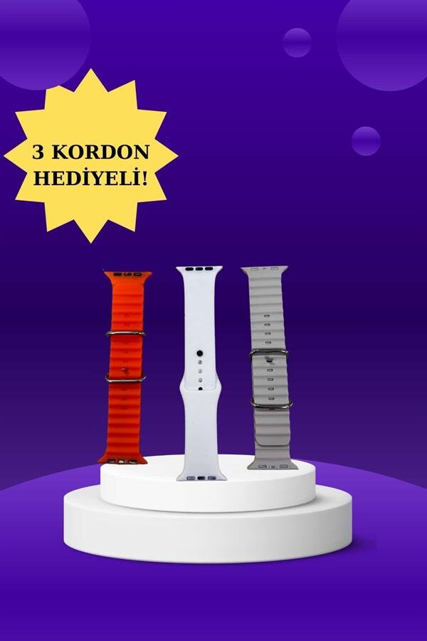 Akıllı Saat Arama Görüşme Bildirim Görme Uyku ve Sağlık Takibi Nabız Ölçer 3 Kordon Hediyeli - Görsel 3
