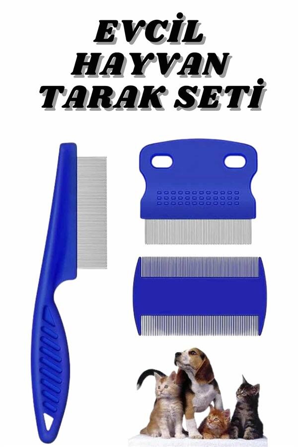 Evcil Hayvan Bit Tarağı Seti Paslanmaz Çelik Bıçaklı 4'lü Set - Görsel 2