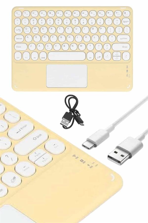 Android ve İOS Uyumlu Bluetooth Klavye Touchpad Slim Kablosuz Wifi Q Klavye - Görsel 3