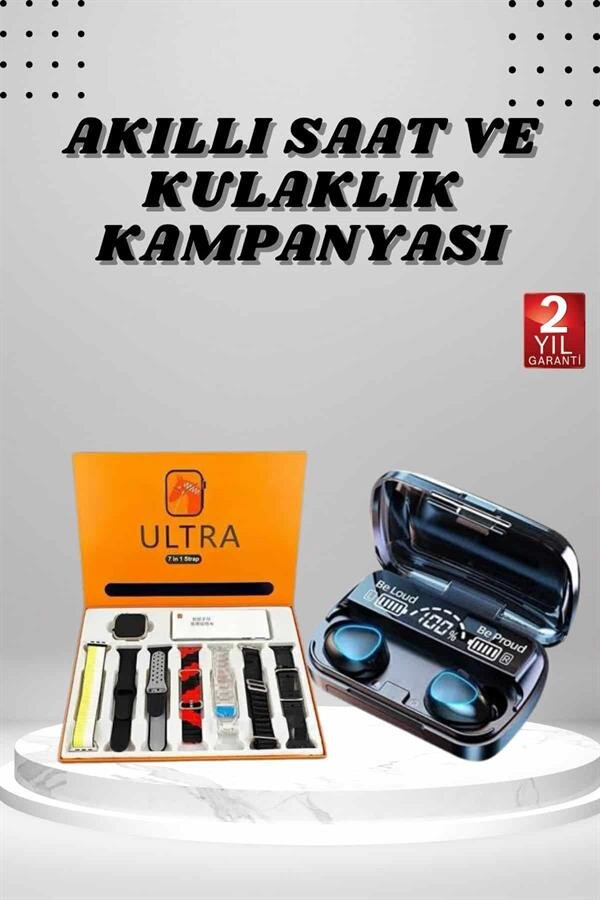 Yeni Model Akıllı Saat ve Kulaklık Kampanyası Nabızz Ölçer Bluetooth Bağlantılı Uzun Pil Ömrü - Görsel 2