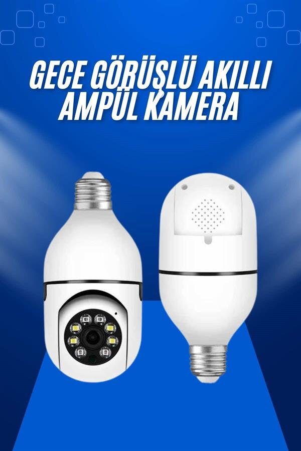 Ev Kamerası Wifi Kamerası Gece Görüşlü Akıllı Ampül Kamera - Görsel 2