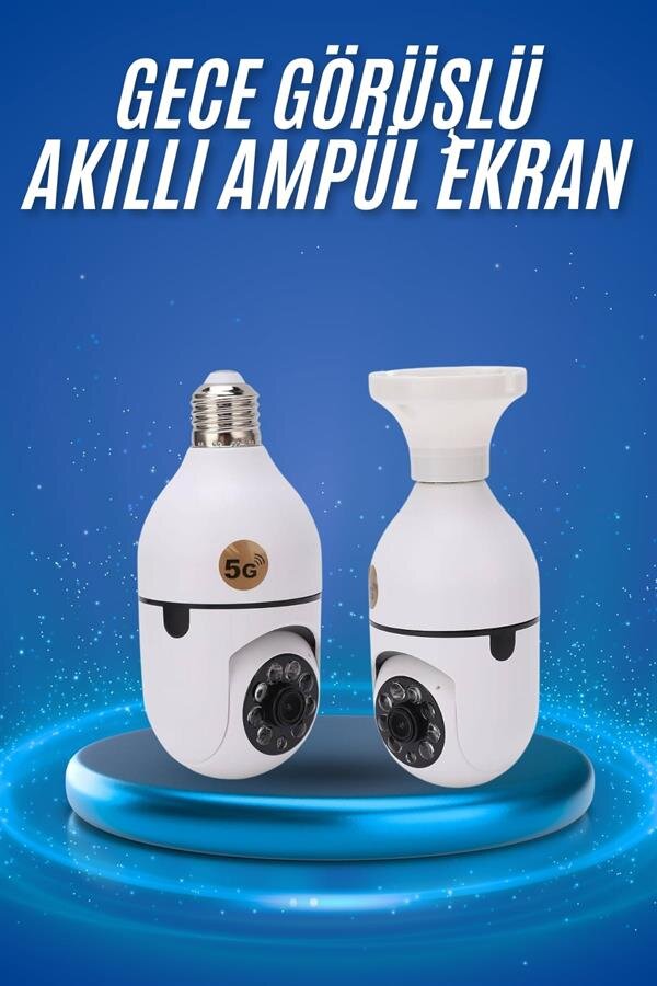 Gece Görüşlü Akıllı Dönebilen Ev Kamerası Ampül Kamera - Görsel 2