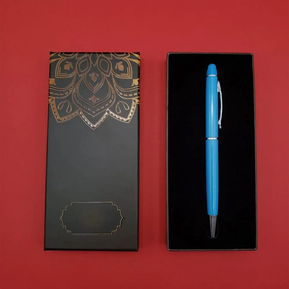 Mandala Desenli Kutulu Turkuaz Tükenmez Kalem - Görsel 2