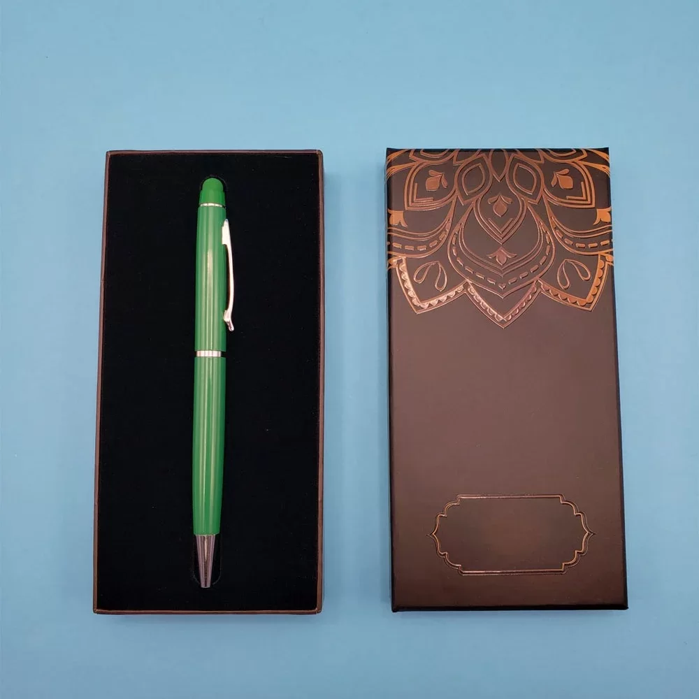 Mandala Desenli Kutulu Yeşil Touchpen Tükenmez Kalem - Görsel 2
