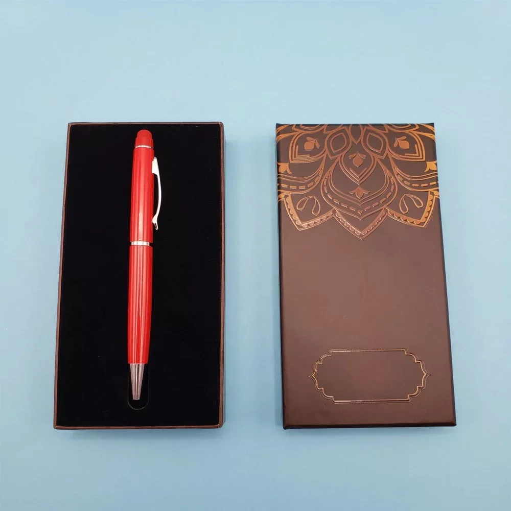 Mandala Desenli Kutulu Kırmızı Touchpen Tükenmez Kalem - Görsel 2