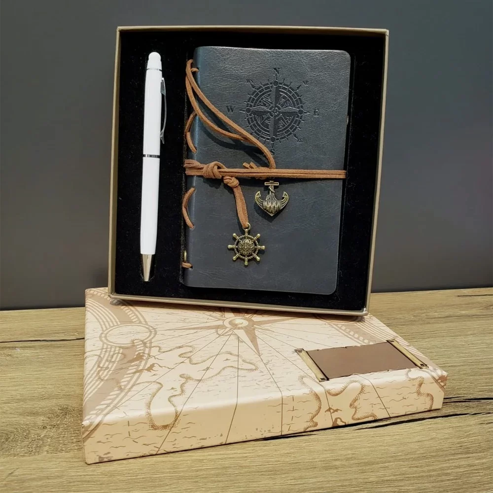Gri Defter Ve Beyaz Kalem Kutulu Set - Görsel 2