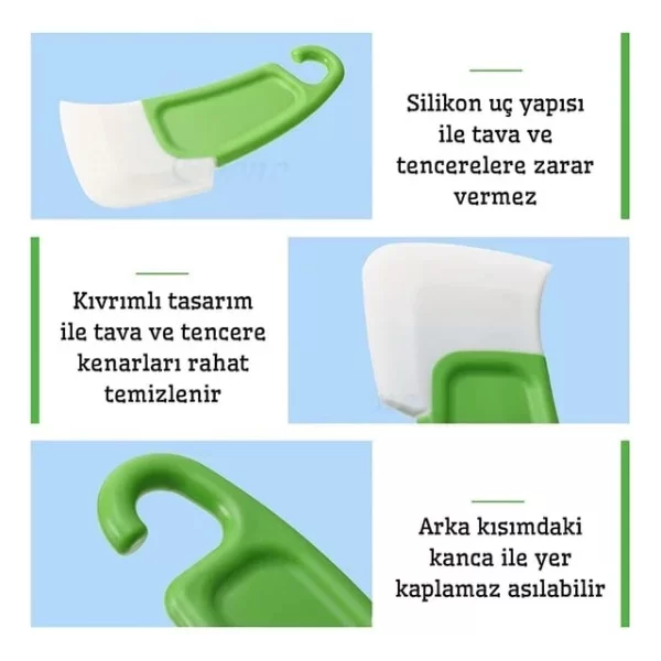 Silikon Uçlu Bulaşık Temizleme Kazıyıcı Spatula - Görsel 2