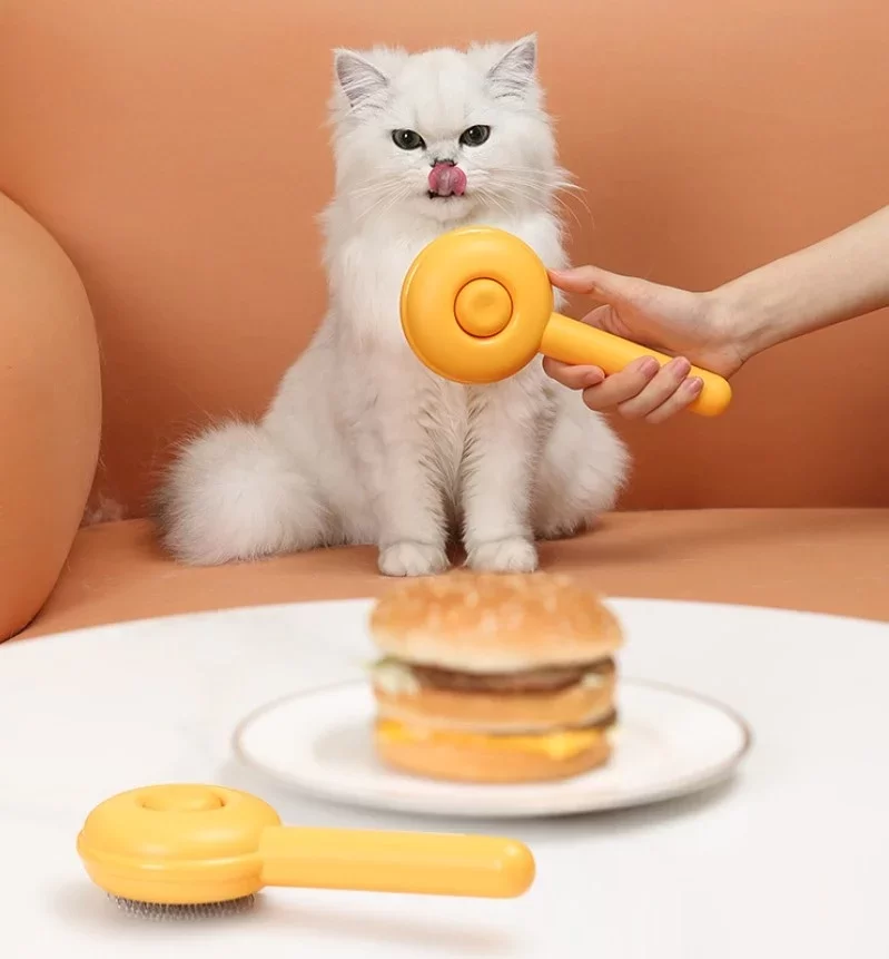 Hamburger Şekilli Otomatik Temizlenen Evcil Hayvan Tarağı - Görsel 4