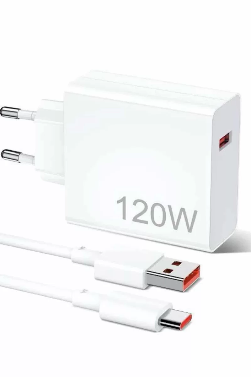 120W Şarj Aleti Hızlı Çift Turbo Şarj Aleti Seti Beyaz - Görsel 2