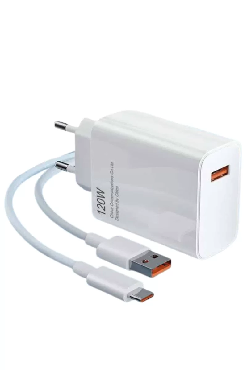 Type C Yüksek Hızlı Şarj Aleti Beyaz 120W Ultra Uzun Ömürlü - Görsel 3