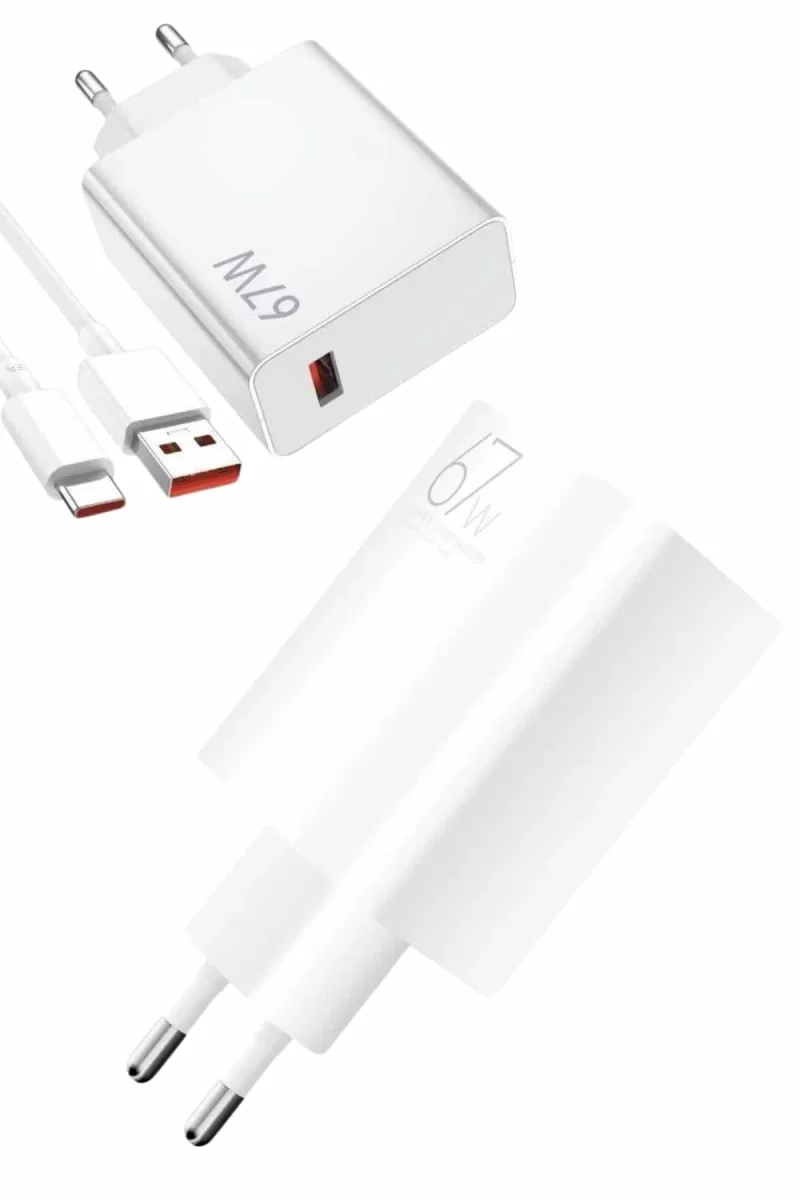 Beyaz Ultra Plus Hızlı Şarj Seti Şarj Adaptörü ve Kablosu 67W - Görsel 3