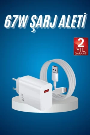 Hızlı Şarj Aleti Adaptörü Kablo Seti 67W Uzun Ömürlü Beyaz