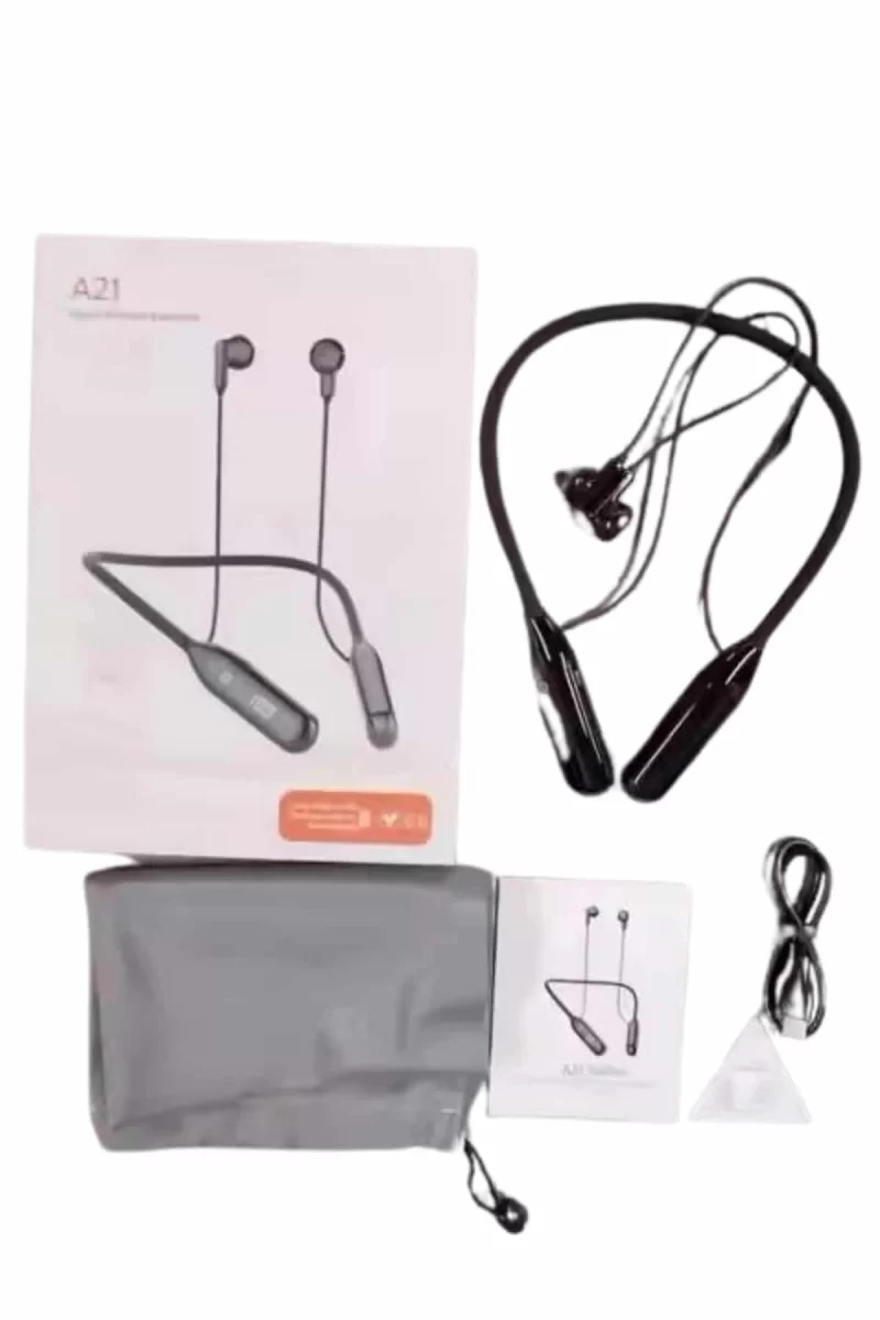 100 Saat Kablolu Boyun Askılı Dijital Göstergeli Bluetooth Kulaklığı - Görsel 5