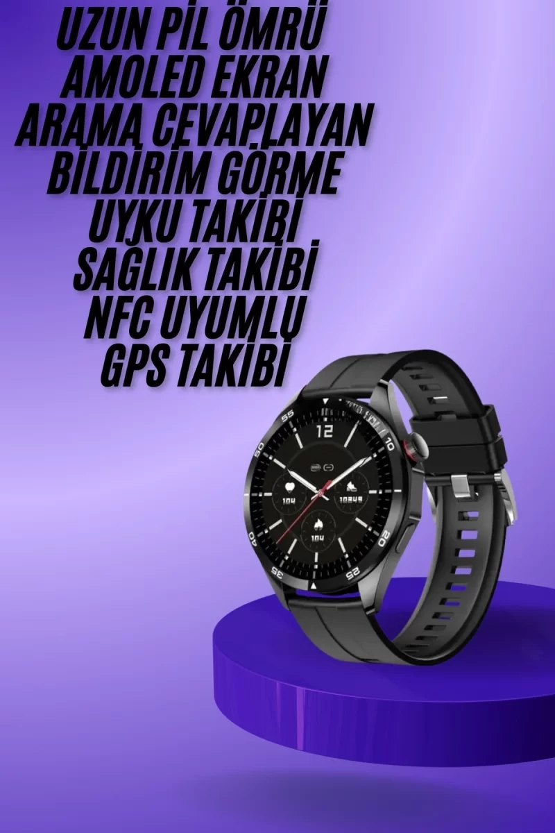 Amoled Ekran 3 Kordonlu Akıllı Saat 5.0 Bluetooth Bağlantılı Android ve İOS Uyumlu - Görsel 2