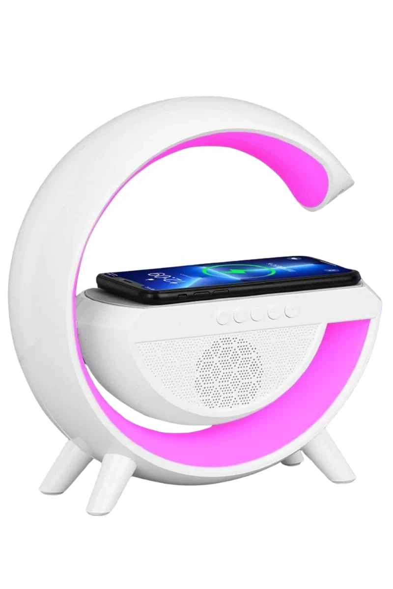 Bluetooth Hoparlör G Şekli Atmosfer Akıllı Rgb Lamba Wireless Kablosuz Şarj - Görsel 4