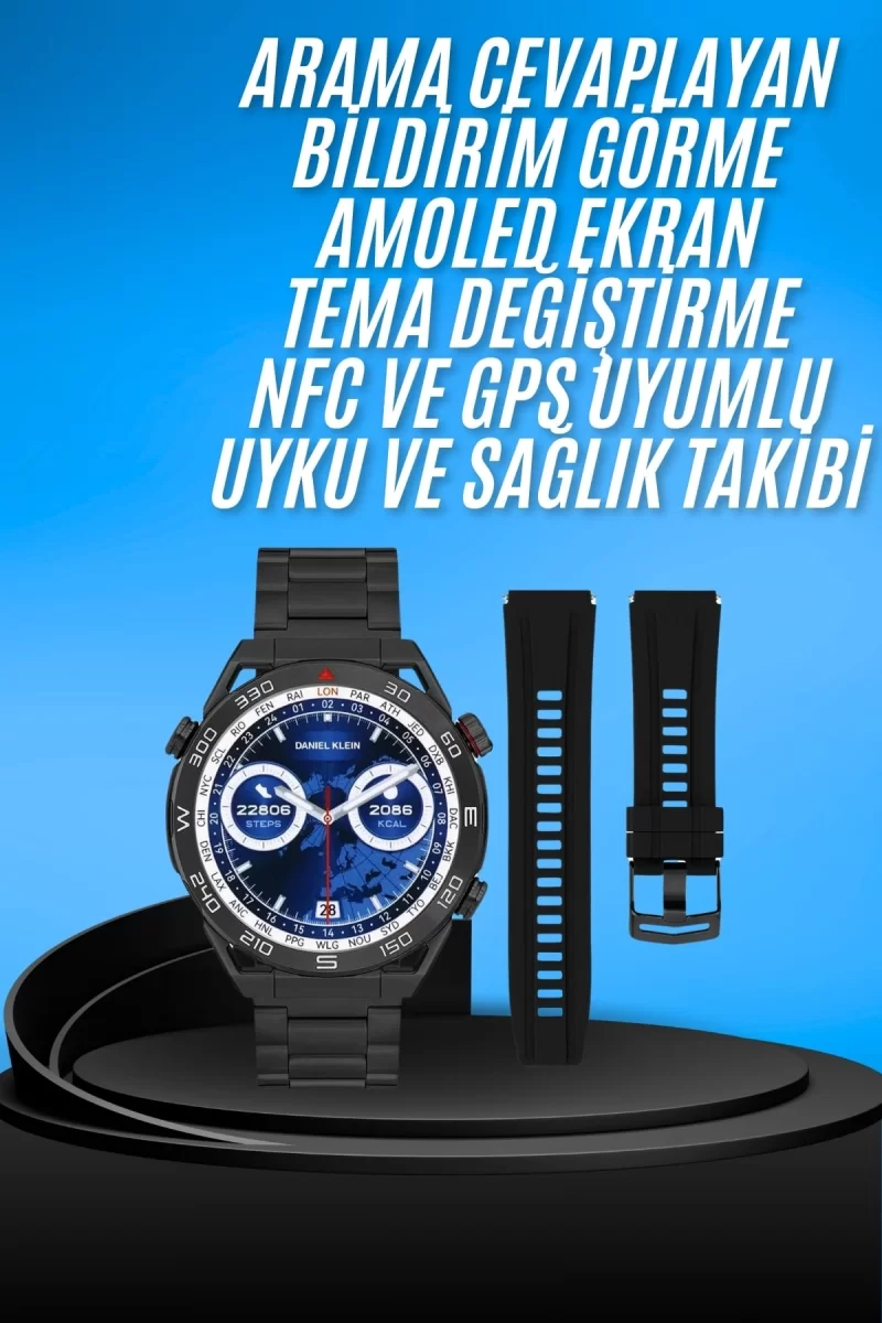 Akıllı Saat Çelik Kordonlu Amoled Ekran Android ve İOS Uyumlu Çağrı Cevaplayabilen - Görsel 2