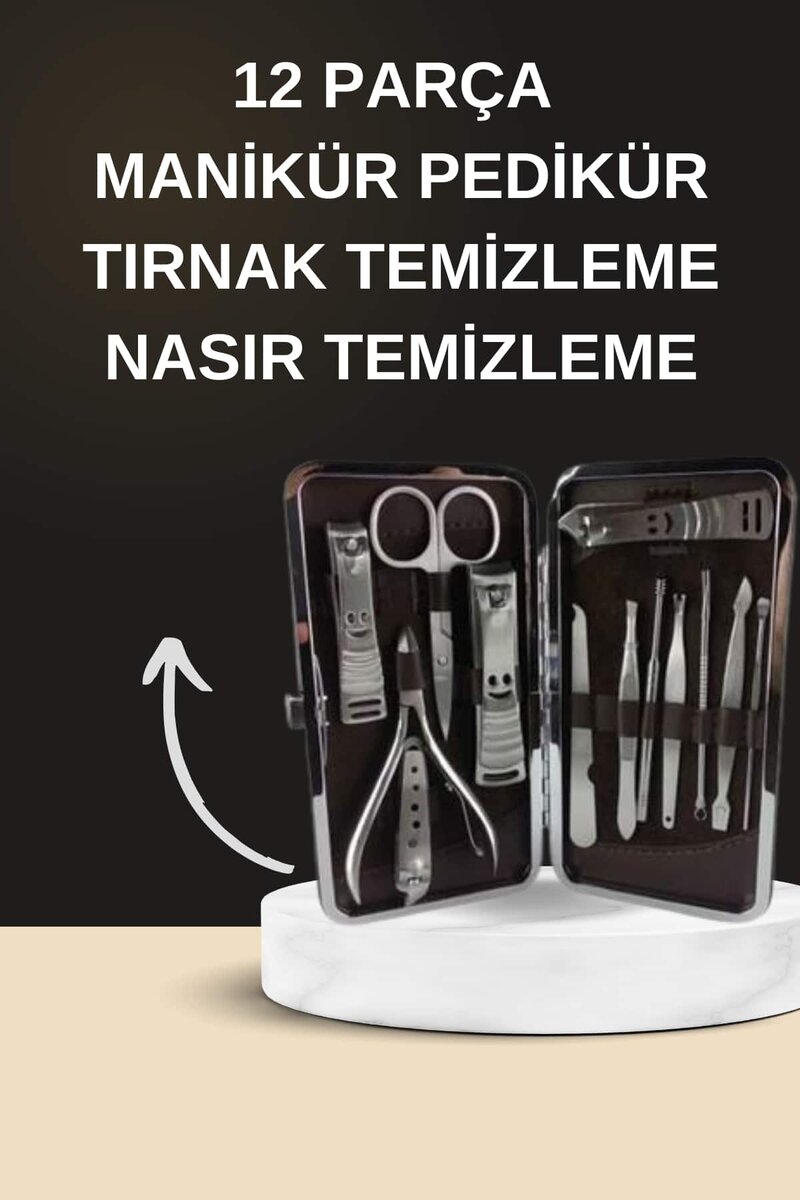 Elektrikli Manikür Pedikür Seti İkili Set 12 Parça Tırnak Bakımı Törpü Protez Çıkarma - Görsel 2
