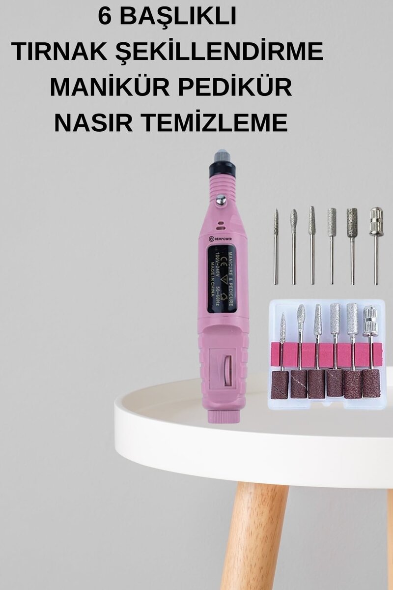 Elektrikli Manikür Pedikür Seti İkili Set 12 Parça Tırnak Bakımı Törpü Protez Çıkarma - Görsel 4