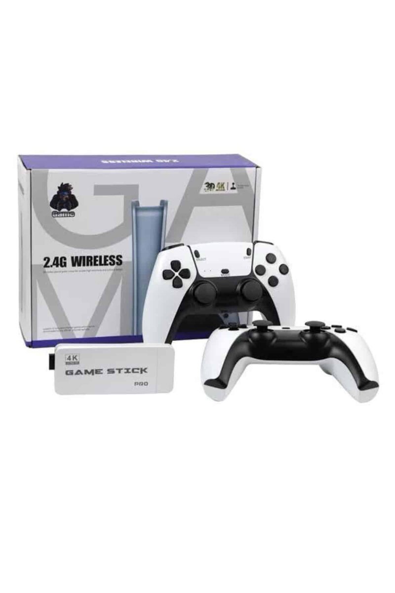 4K HD Görüntü Kaliteli Retro Game Stick 20000 Oyunlu Çift Kollu Beyaz Game Stick - Görsel 3