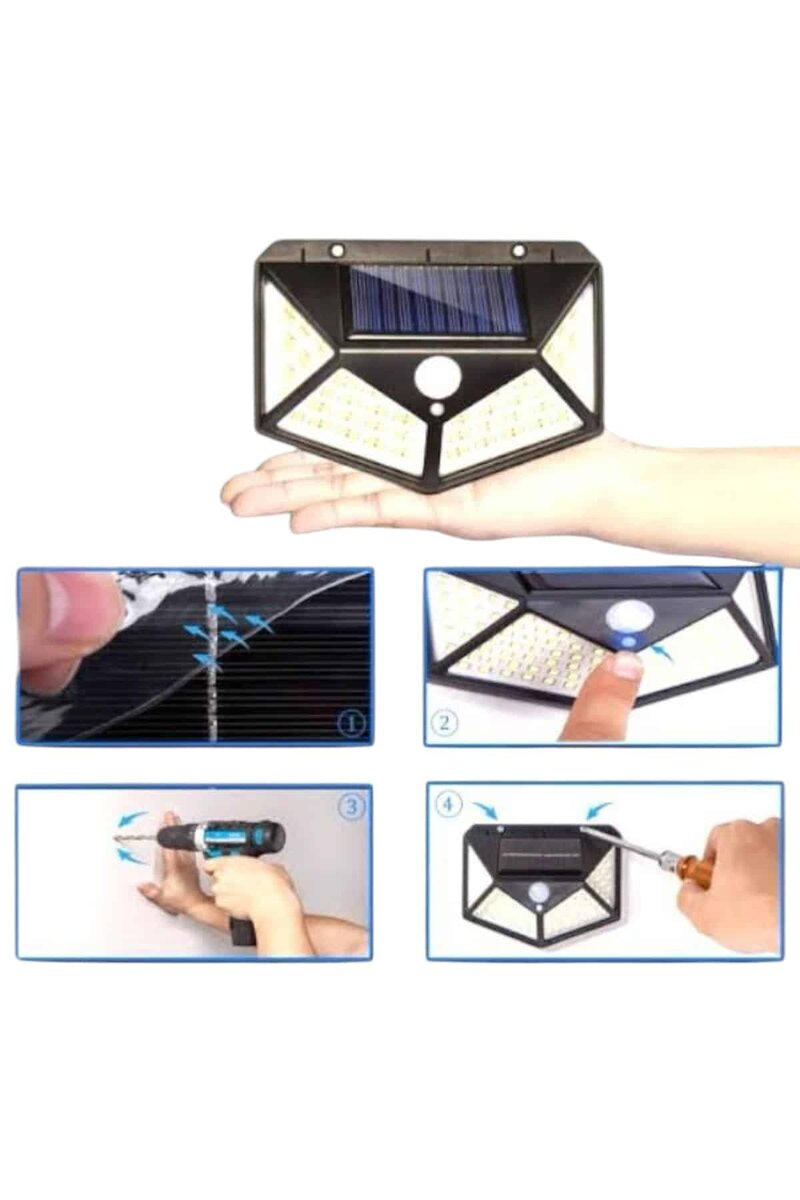 Solar Sensörlü Duvar Lambası Bahçe Lambaso Parlak Beyaz Işık Suya Dayanıklı - Görsel 5