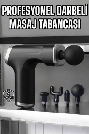 Masaj Tabancası 4 Başlıklı Kas ve Vücut Ağrıları İçin Şarjlı Darbeli