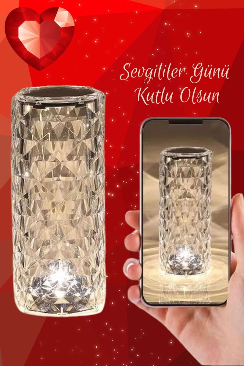 Sevgililer Gününe Özel Romantik Kristal Gece Lambası Sevgiliye Hediye - Görsel 5