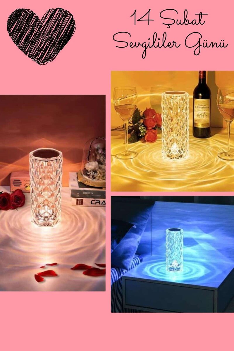 Sevgililer Gününe Özel Romantik Kristal Gece Lambası Sevgiliye Hediye - Görsel 2
