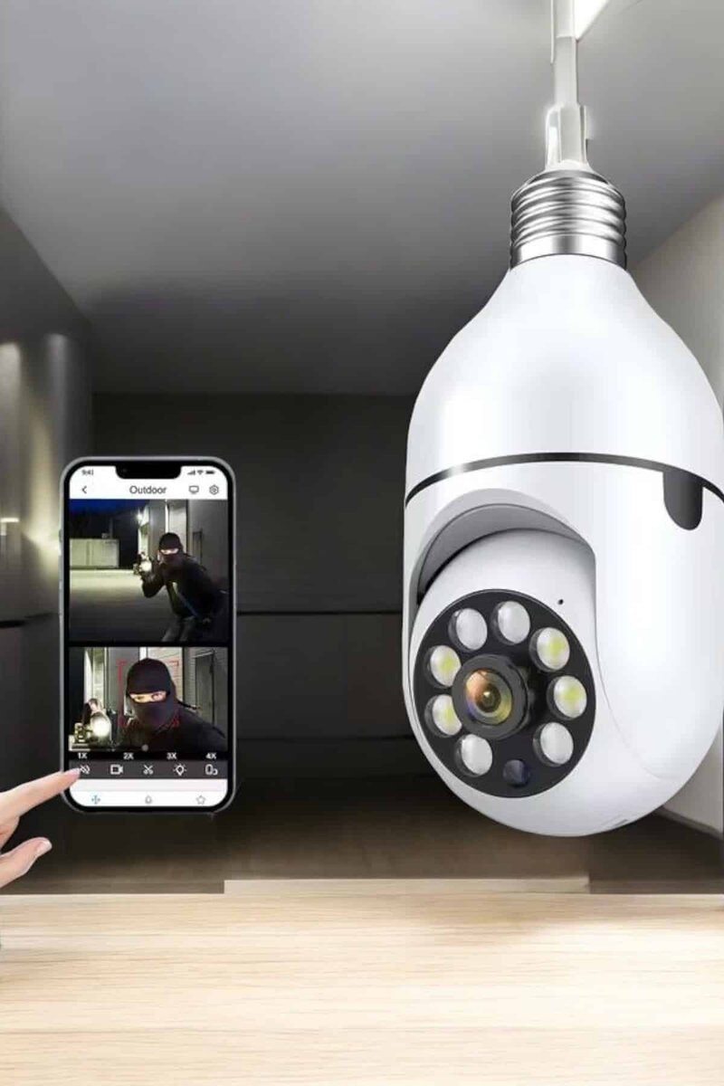 Wifi Kamera Duylu Ampul Görünümlü 360 Derece Dönebilen Ev Kamerası - Görsel 4