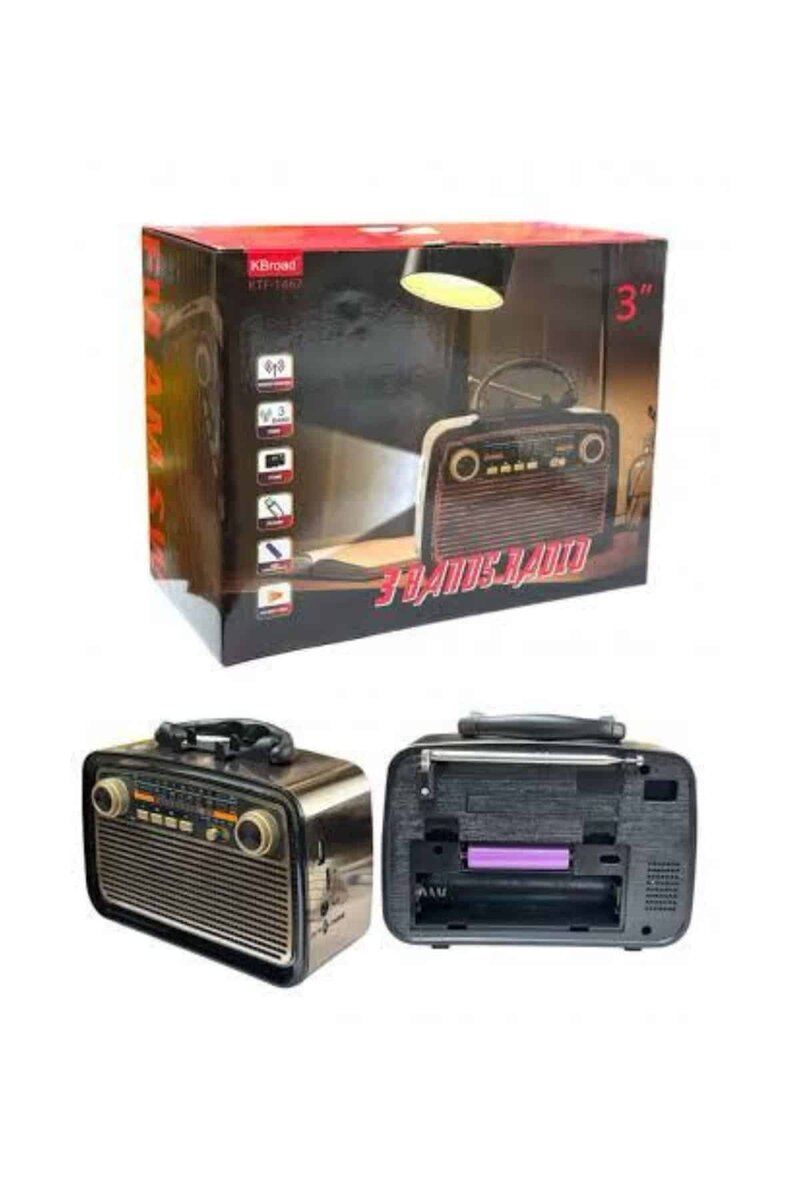 Müzik Kutusu Bluetooth Bağlantılı El Fenerli Nostaljik Tasarım Radyo - Görsel 2