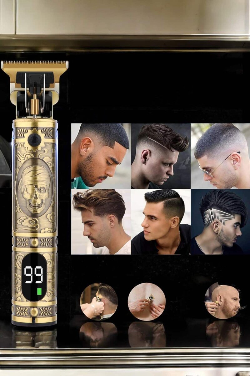 Tıraş Makinesi Şarjlı Profesyonel Saç Kesme Makinesi Gold Çizik Tıraş - Görsel 3
