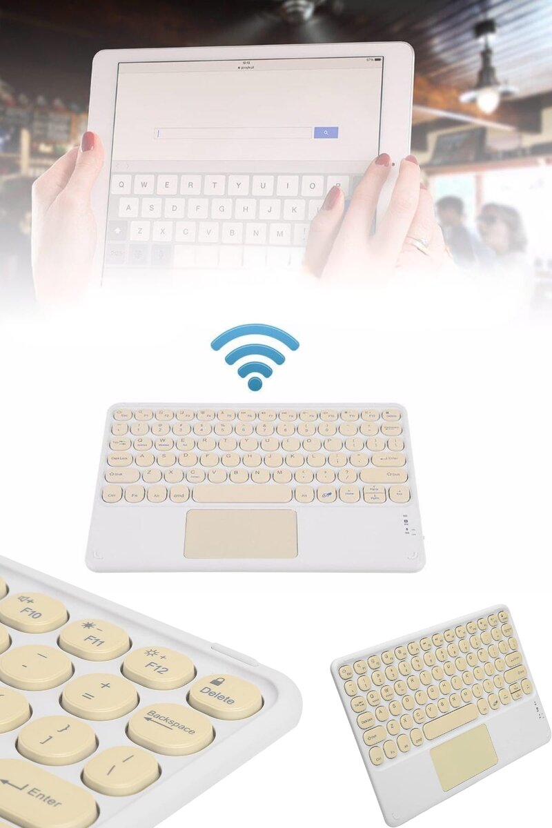 Android ve İOS Uyumlu Bluetooth Klavye Touchpad Slim Kablosuz Wifi Q Klavye - Görsel 5