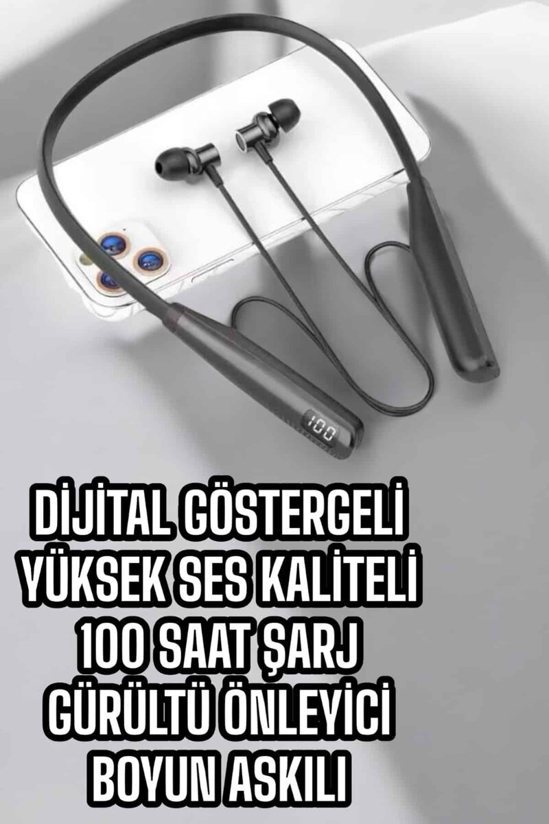 Dijital Göstergeli Kulak İçi Kablosuz Bluetooth Kulaklık Boyun Bantlı - Görsel 5