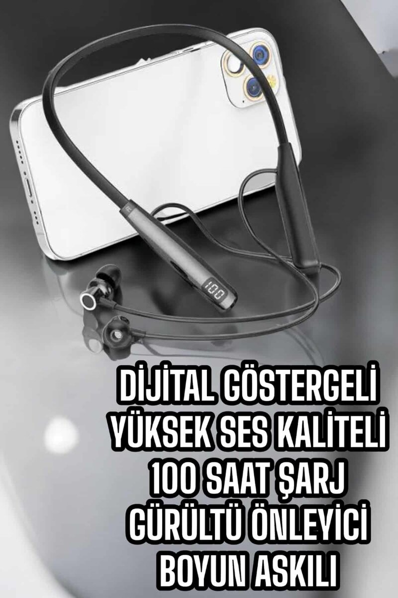 Boyun Bantlı Bluetooth Kulaklık Yüksek Ses Kaliteli 100 Saat Kulaklık - Görsel 4
