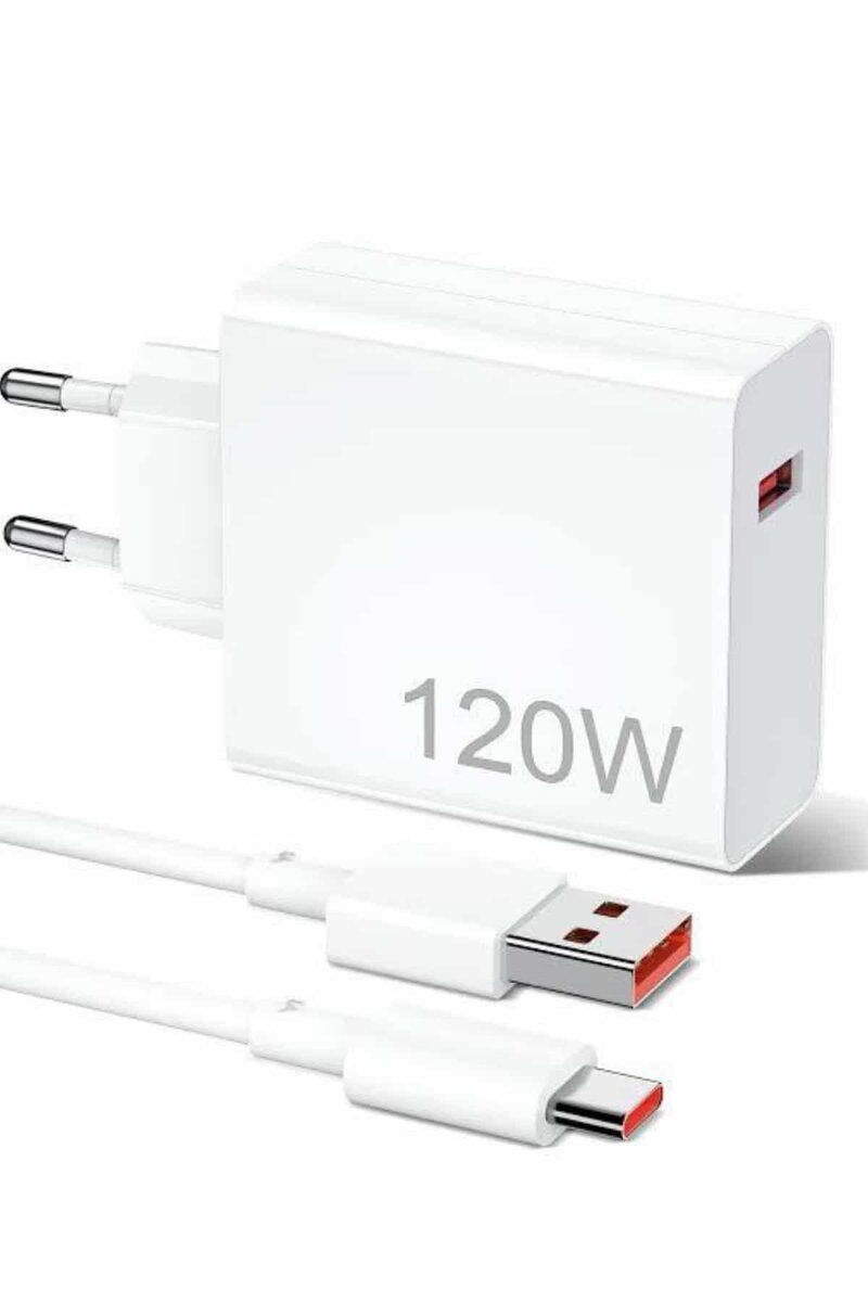 120W Şarj Aleti Hızlı Çift Turbo Şarj Aleti Seti Beyaz - Görsel 2
