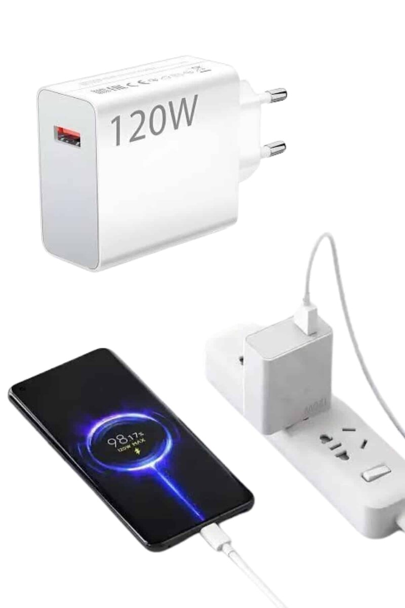 Type C Yüksek Hızlı Şarj Aleti Beyaz 120W Ultra Uzun Ömürlü - Görsel 2
