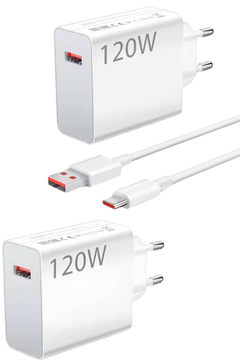 120 Watt Turbo Hızlı Şarj Aleti Seti Hızlı Şarj Adaptörü Beyaz - Görsel 3