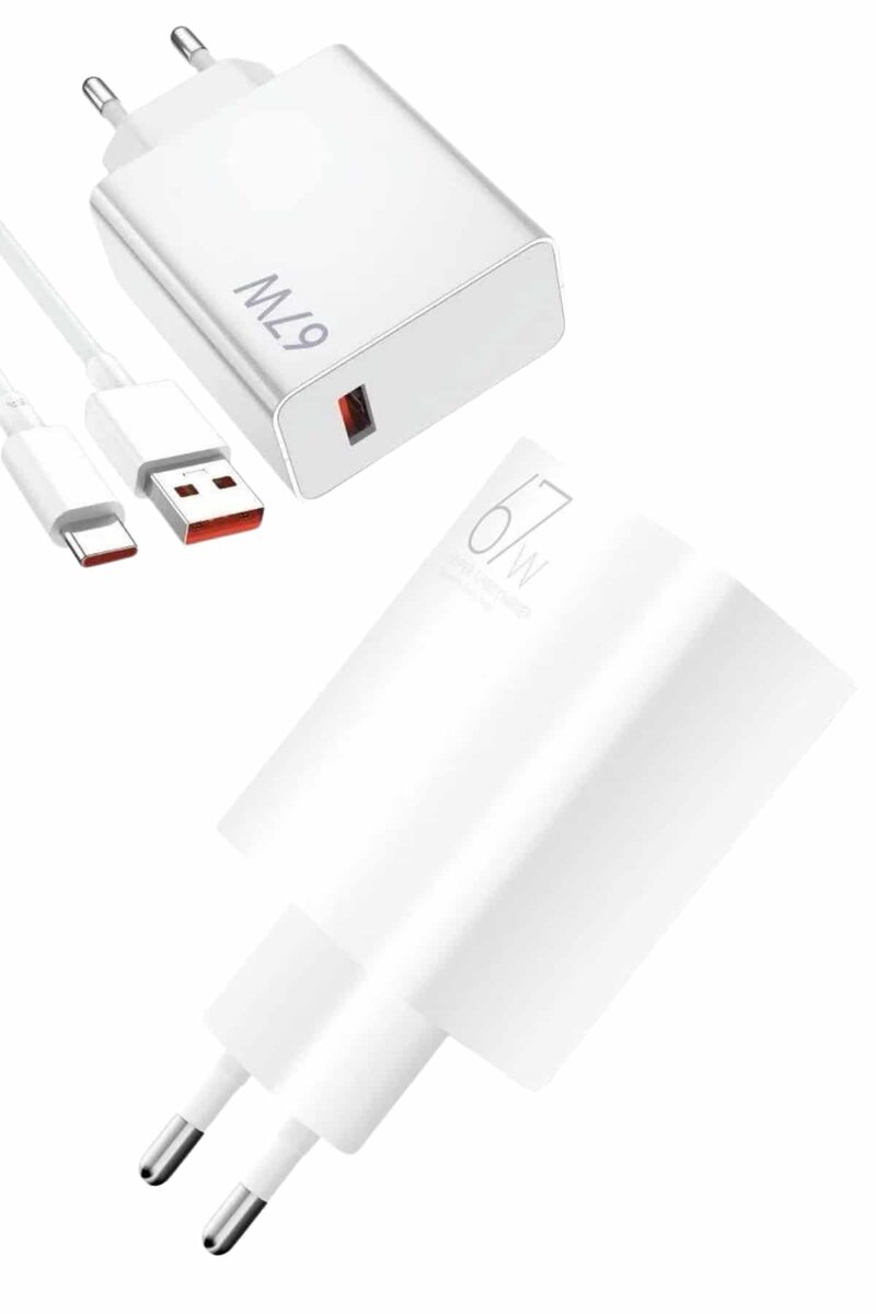 Beyaz Ultra Plus Hızlı Şarj Seti Şarj Adaptörü ve Kablosu 67W - Görsel 3