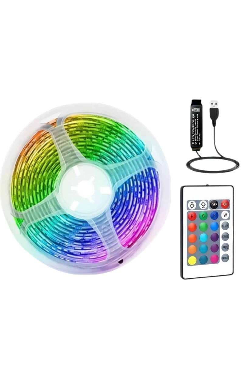 RGB Şerit Led 10 Metre Led Işık Kumanda ile Kontrol RGB - Görsel 2