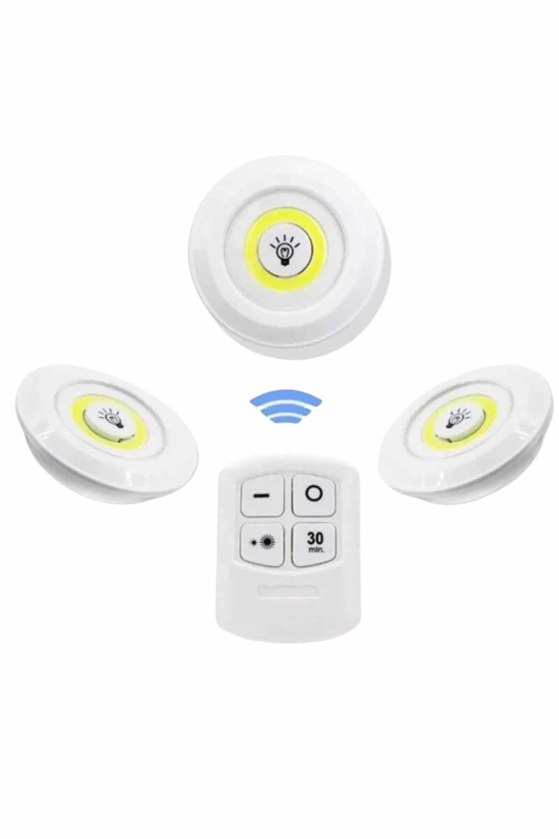Dolap Işığı Mutfak Rafı Işığı Uzaktan Kumandalı 3 Lü Spot Led Lamba - Görsel 4