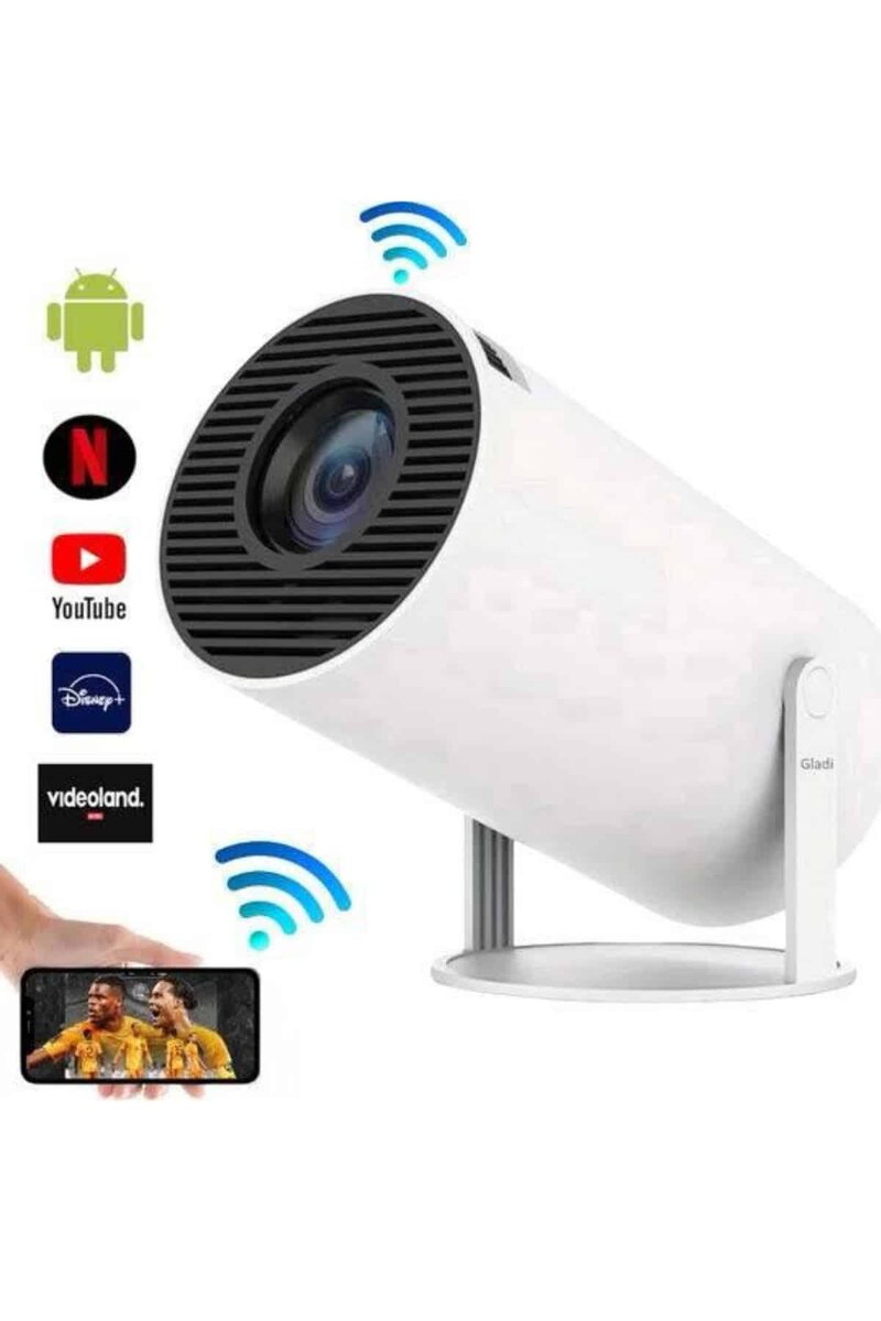 Sinema Projektörü Android HDMI USB WİFİ Ses Çıkışlı Ayaklı Projeksiyon Taşınabilir - Görsel 5