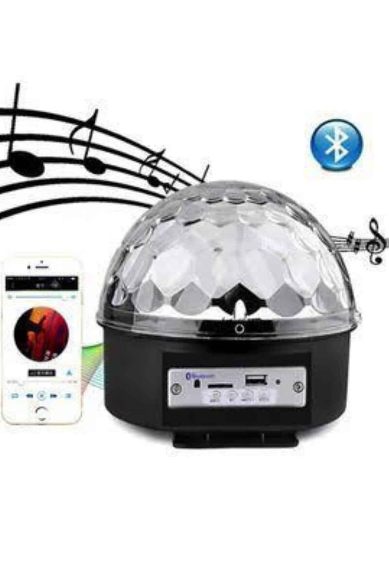 Led Işık Disko Topu Bluetooth Hoparlörlü USB Müzik Çalar Kumandalı - Görsel 5