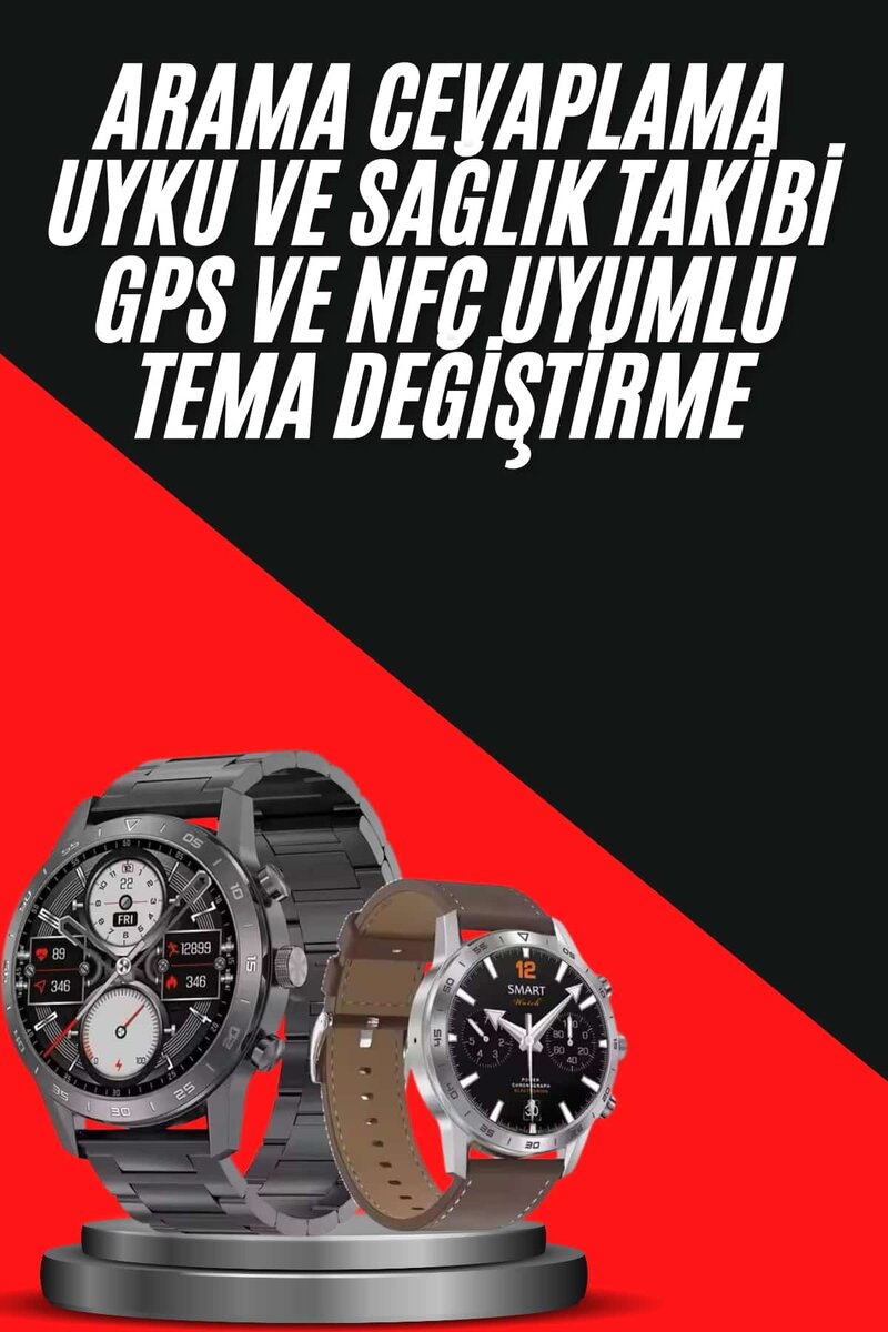 Erkeklere Özel Akıllı Saat Çelik Kordon Bluetooth Bağlantılı İOS ve Android Uyumlu - Görsel 2