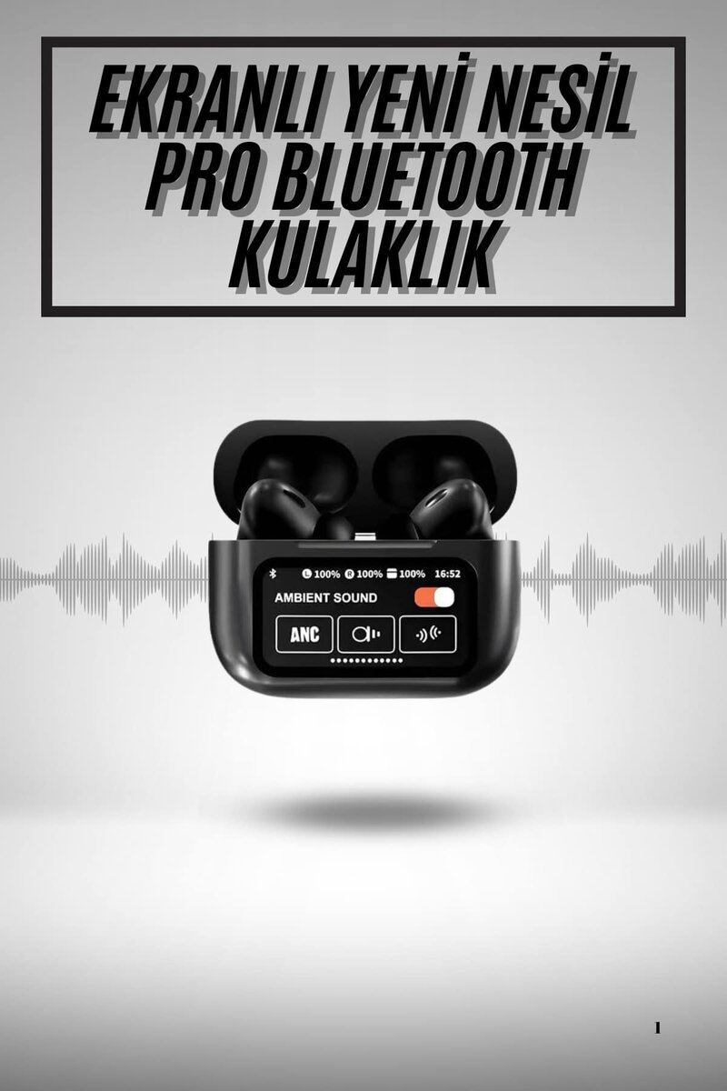 Yeni Nesil ANC Özellikli Çağrı Cevaplayan Dokunmatik Ekranlı Bluetooth Kulaklık Siyah