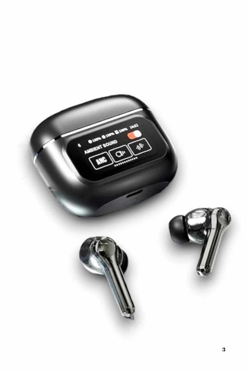 Yeni Nesil ANC Özellikli Çağrı Cevaplayan Dokunmatik Ekranlı Bluetooth Kulaklık Siyah - Görsel 3