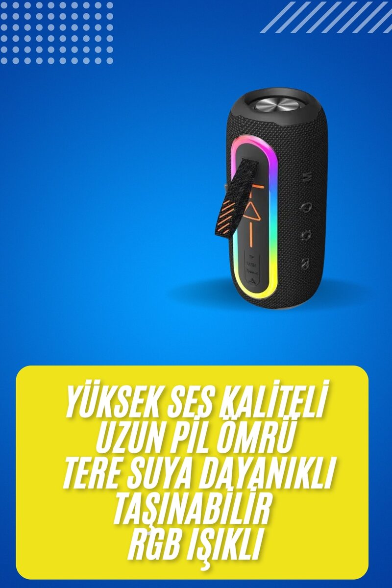 Bluetooth Hoparlör USB Şarjlı Uzun Pil Ömrü Android ve İOS Uyumlu Renkli - Görsel 2