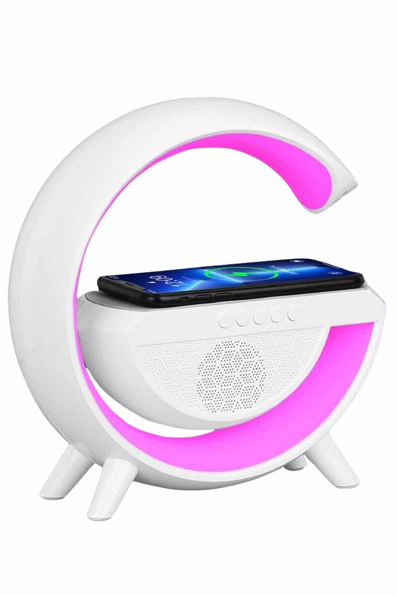 Bluetooth Hoparlör G Şekli Atmosfer Akıllı Rgb Lamba Wireless Kablosuz Şarj - Görsel 4
