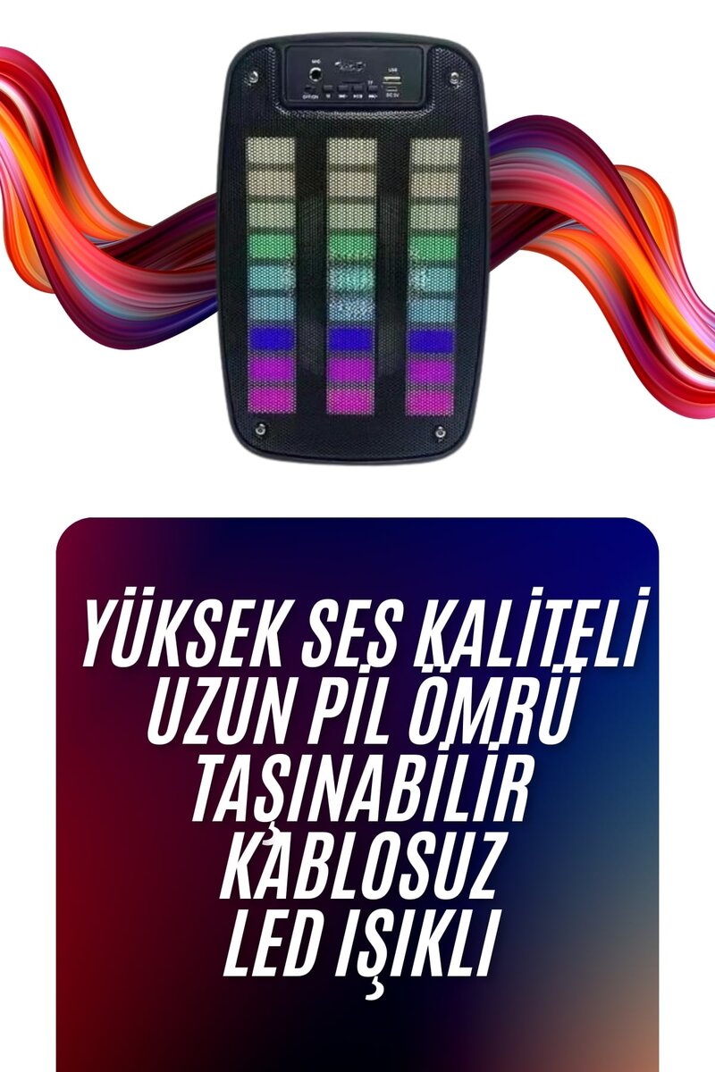 Bluetooth Hoparlör Taşınabilir Şarjlı Işıklı Büyük Boy Yüksek Ses Kaliteli - Görsel 2